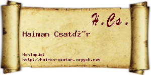 Haiman Csatár névjegykártya